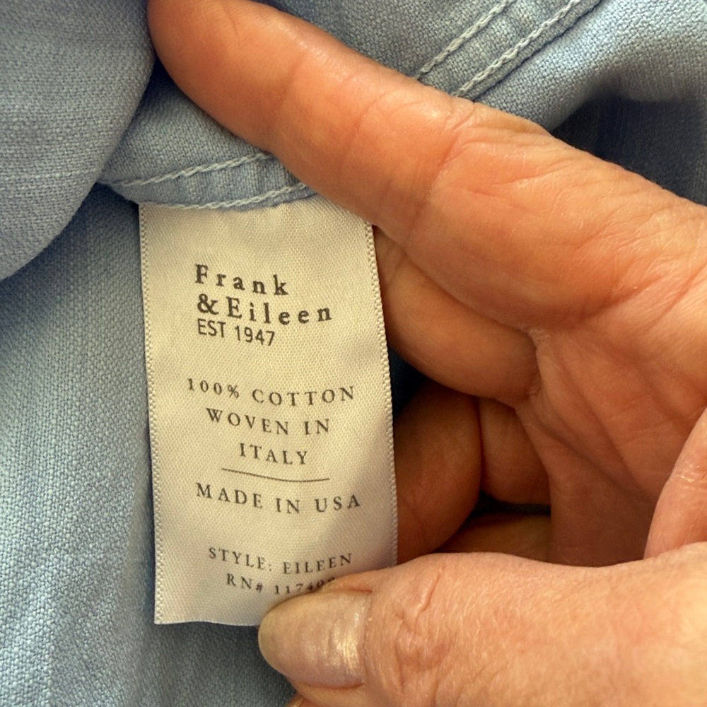 Frank & Eileen blue famous denim Eileen shirt size XS - Picture 8 of 8